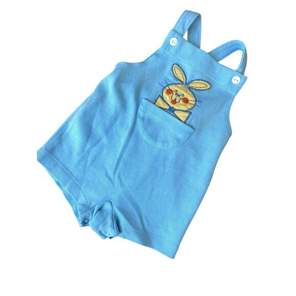 Vintage Carters Baby Boy Bunny Shortalls Sz 24 mo
